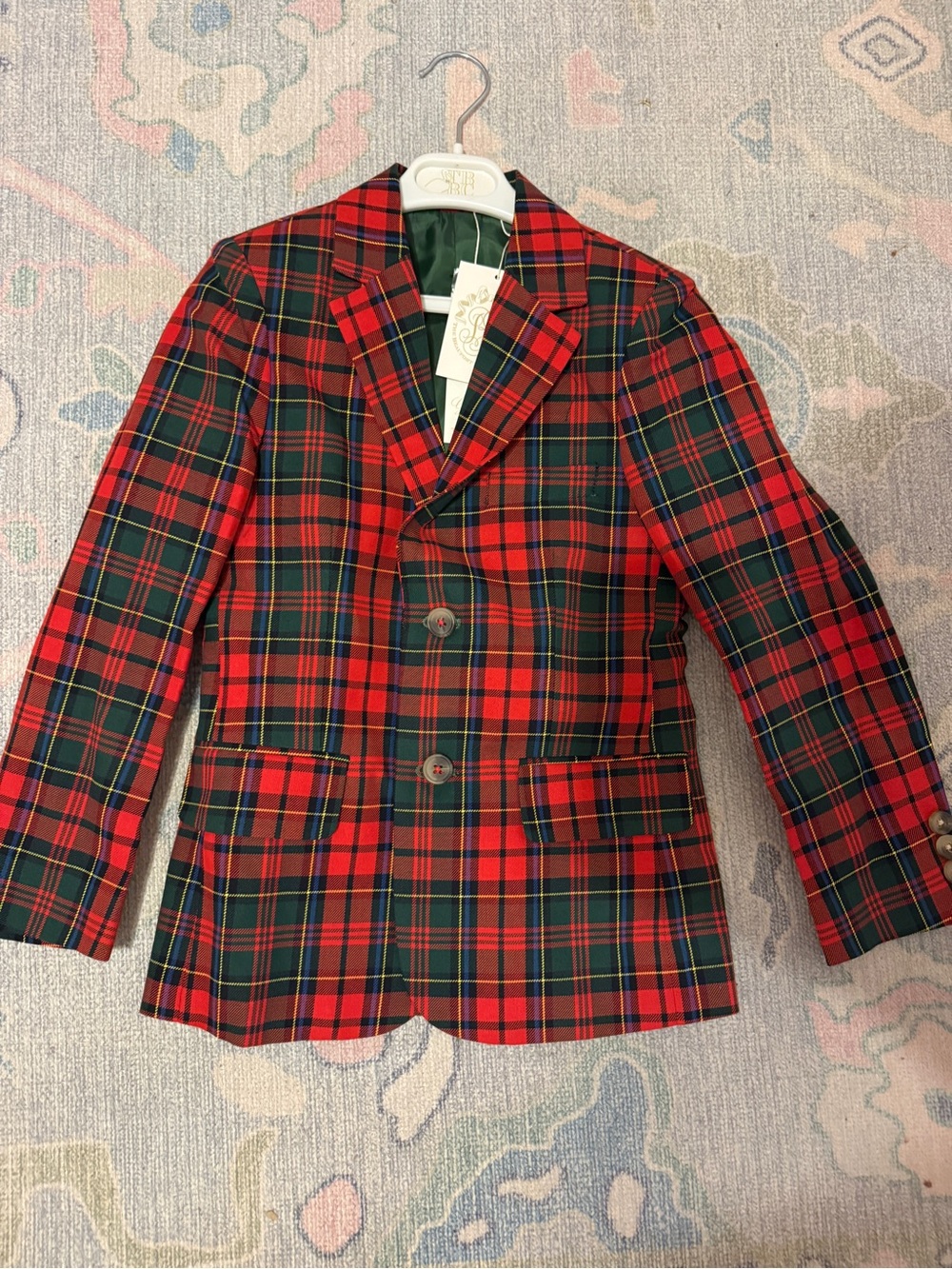 The Beaufort Bonnet Company Red & Green Tartan Kids Blazer